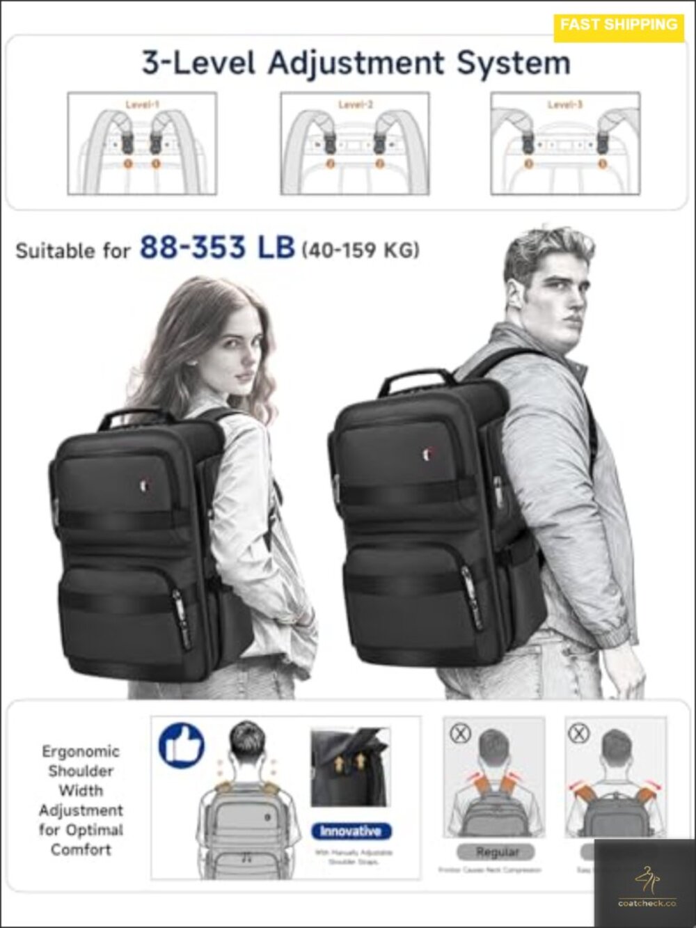 16" Laptop Backpack Men USB Charging Ports Water-Resistant TSA Friendly Work - Picture 2 of 5